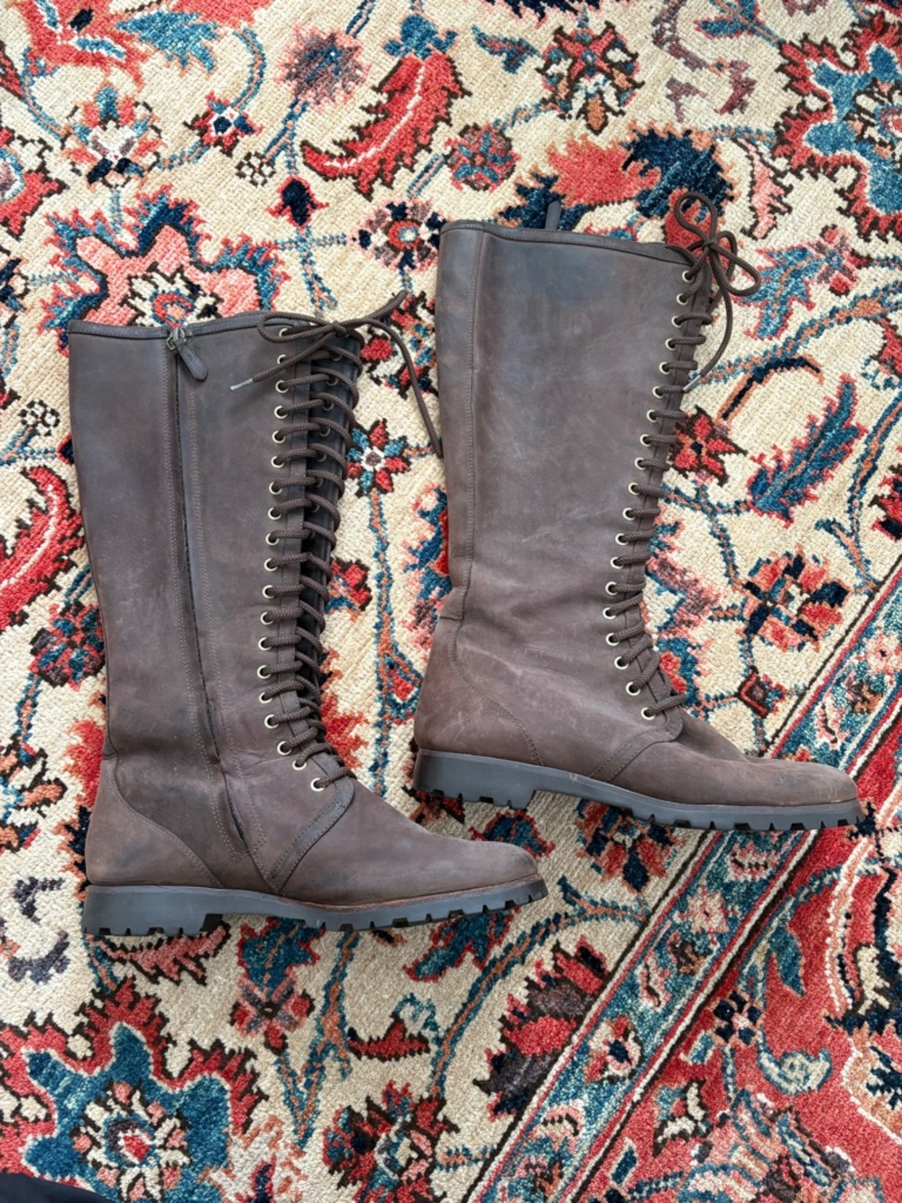 Women’s Cole Haan Tall Lace-Up Leather Boots - Brown